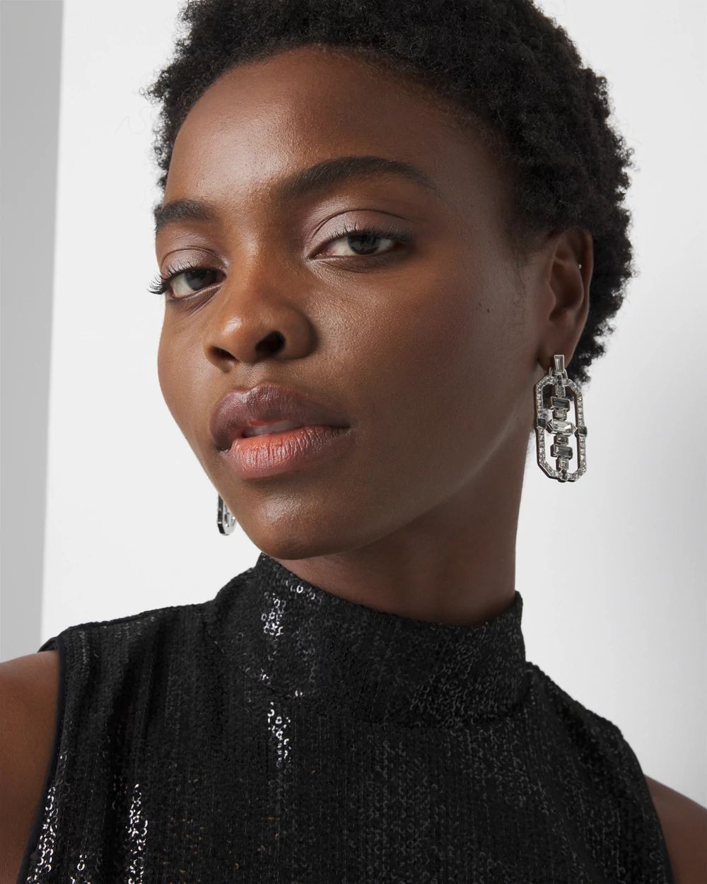 Art Deco Black Crystal Statement Earrings White House Black Market